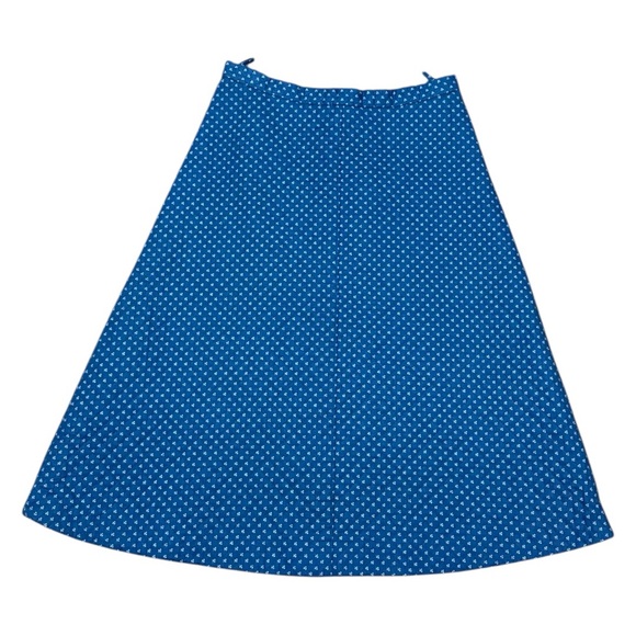 Vintage 70s Blue Quilted A-Line Skirt Handmade Medium fit Polka Dot Cute Retro - Picture 9 of 10